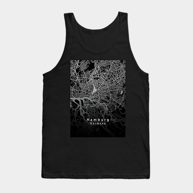 Hamburg Germany City Map dark Tank Top by Robin-Niemczyk